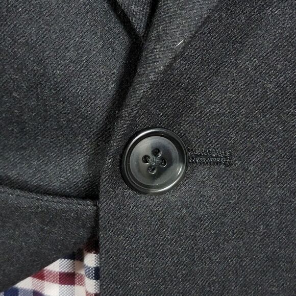 Izod Men's 2PC Sport Coat & Pant Charcoal Black Flannel Wool 40R 34x28 Pleated - Picture 7 of 16